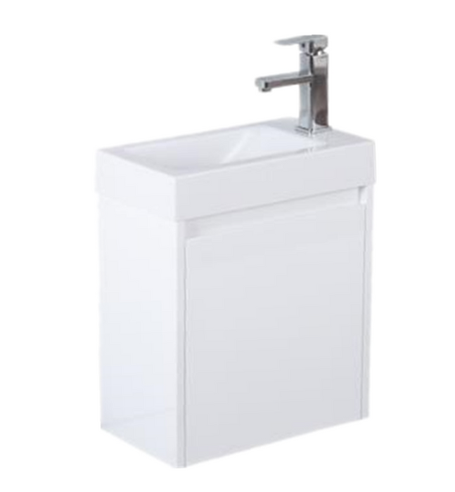 450*250mm Bathroom Vanity Mini PVC White Freestanding/Wall Hung With Poly Marble Top