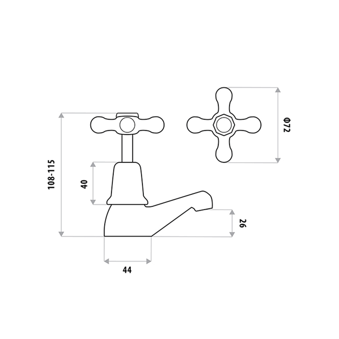 Entice Pillar Cocks Chrome Quality Brass
