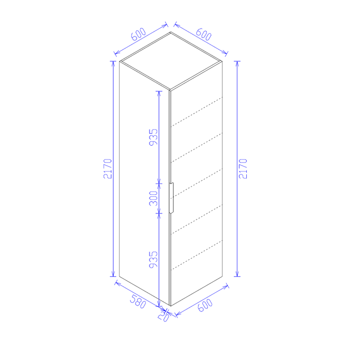 600*600*2300mm Satin White Finger Pull Pantry
