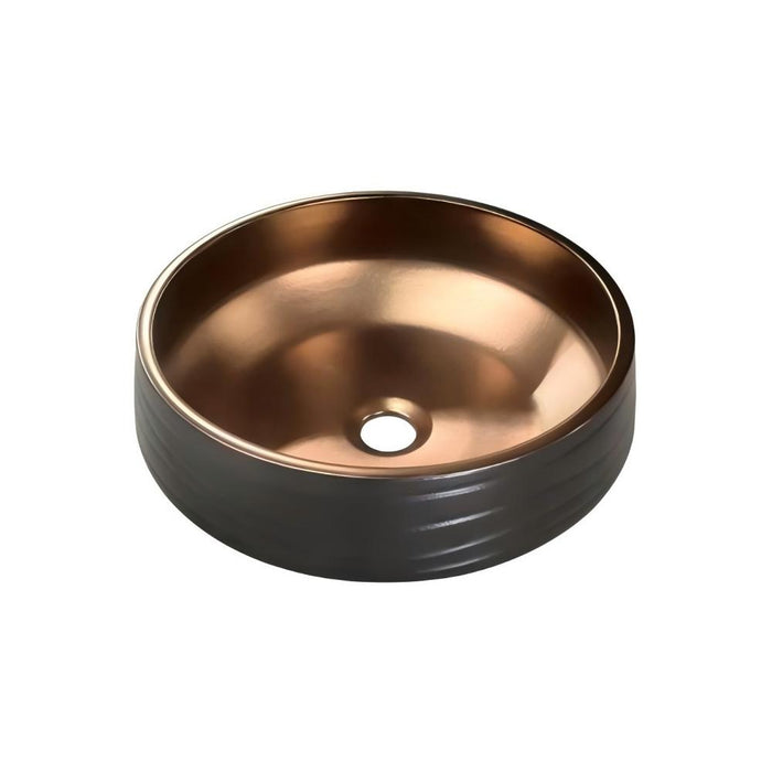 410*410*150mm Poseidon Color PA4343 Matt Balck And Copper Ceramic Round Above Counter Basin
