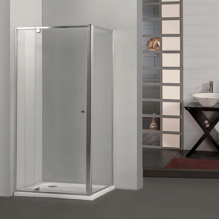 700-1470x2000mm Semi-frameless L Shape Pivot Door with Return Panel Chrome/Black Fittings 6mm Glass Shower Screens - HD reno