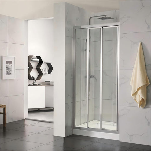 830-1030mm 6mm Tempered Glass 3 Panels Sliding Door Chrome Wall to Wall Framed Shower Screens - HD reno