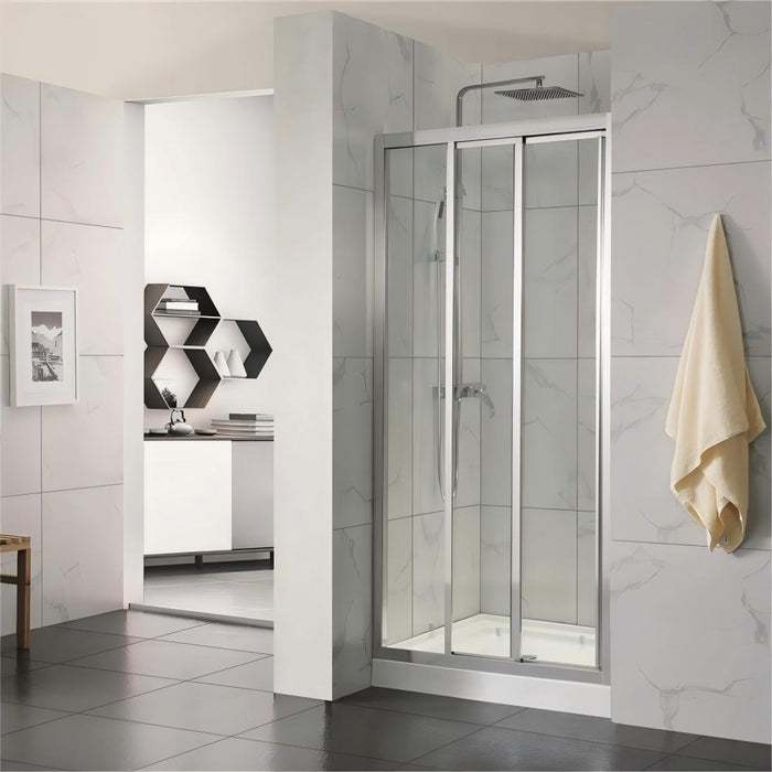 830-1030mm 6mm Tempered Glass 3 Panels Sliding Door Chrome Wall to Wall Framed Shower Screens - HD reno