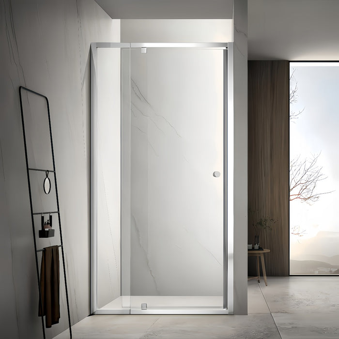 700-1470x2000mm Semi-frameless Pivot Door Wall to Wall Chrome Fittings 6mm Glass Shower Screens - HD reno