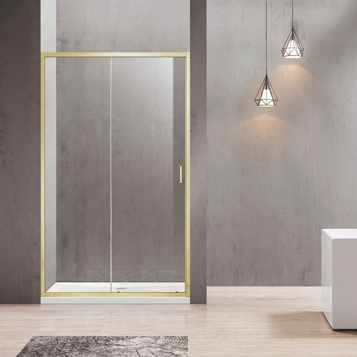 1040-1750x2000mm 6mm Semi-Frameless Sliding Door Wall to Wall Chrome Black Brushed Nickel Gunmetal Grey Light Gold Hardwares Glass Shower Screens - HD reno