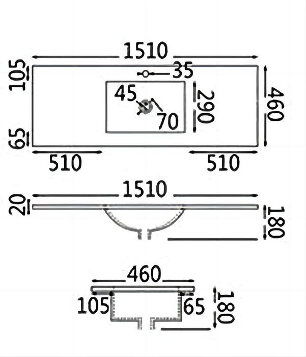 1500mm Matte White Qubist MDF Single Bowl Freestanding With Kickboard Vanity With Ceramic Top With Shaving Cabinet and Tall Boy