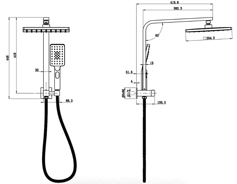 New Sando Mini-Multifuction Shower Set Chrome/Matt Black