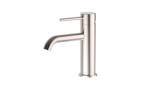 Ikon Otus Slimline Stainless Steel/Chrome/Matt Black/Gunmetal Grey/Brushed Gold Stainless Steel Curved Spout Basin Mixer - HD reno