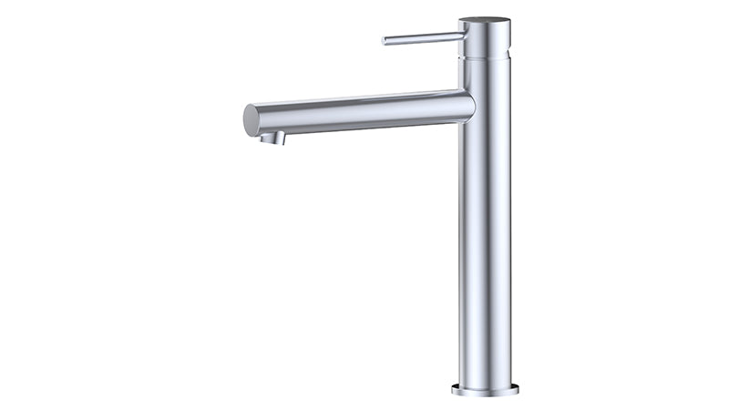 Ikon Otus Slimline Stainless Steel/Chrome/Matt Black/Gunmetal Grey/Brushed Gold Stainless Steel SS Highrise Basin Mixer - HD reno
