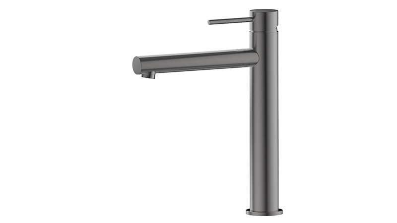 Ikon Otus Slimline Stainless Steel/Chrome/Matt Black/Gunmetal Grey/Brushed Gold Stainless Steel SS Highrise Basin Mixer - HD reno