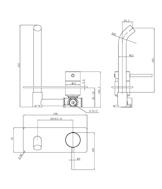 Otus Slimline SS Wall Basin Mixer Rough-in Body Body Only - HD reno