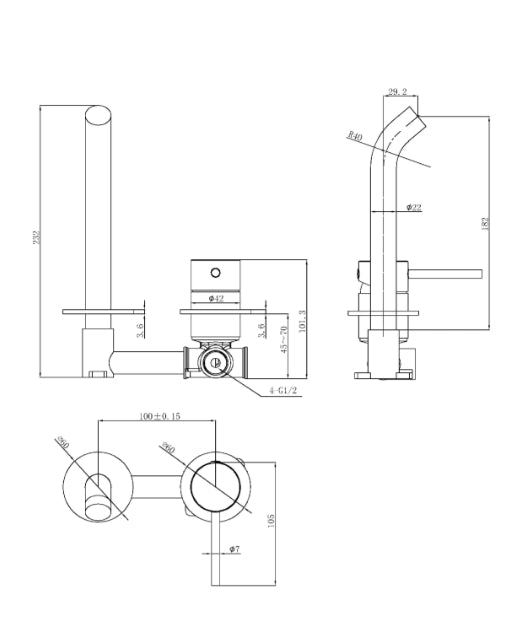 Otus Slimline SS Wall Basin Mixer Separate Back Plate Rough-in Body Body Only - HD reno