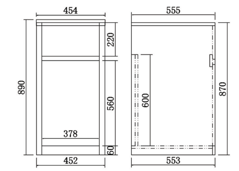 454*555*890mm 35 Litre Matte Black 304 Stainless Steel Sink With PVC Laundry Tub Cabinet