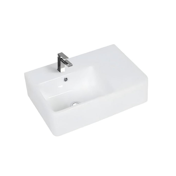 600*400*160mm Poseidon B35 Gloss White Ceramic Rectangle With Overflow 1 Tap Hole Left Hand Bowl Wall Hung Basin