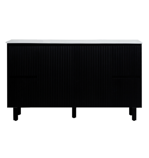 1500*455*860mm POS Brighton Matt Black PVC Constructed Fluted Bathroom Vanity With Legs/Kickboard - HD reno