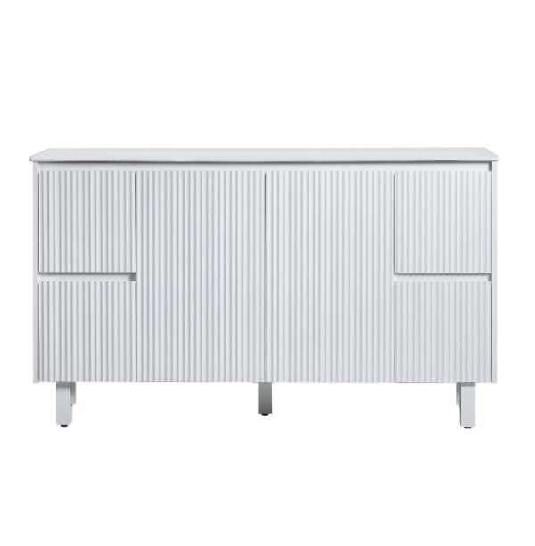 1500*455*860mm POS Brighton Matt White PVC Constructed Fluted Bathroom Vanity With Legs/Kickboard - HD reno
