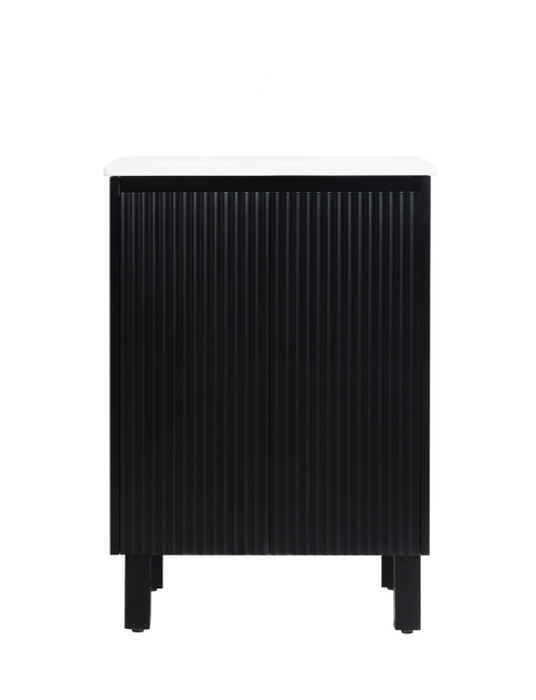 600*455*860mm POS Brighton Matt Black PVC Constructed Fluted Bathroom Vanity With Legs/Kickboard - HD reno