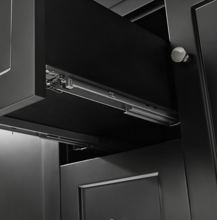 1200*455*860mm POS Harrington Matt Black PVC Constructed Freestanding Vanity With Legs - Middle Drawer - HD reno