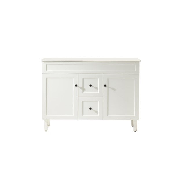 1200*455*860mm POS Harrington Matt White PVC Constructed Freestanding Vanity With Kick Board - Middle Drawer - HD reno
