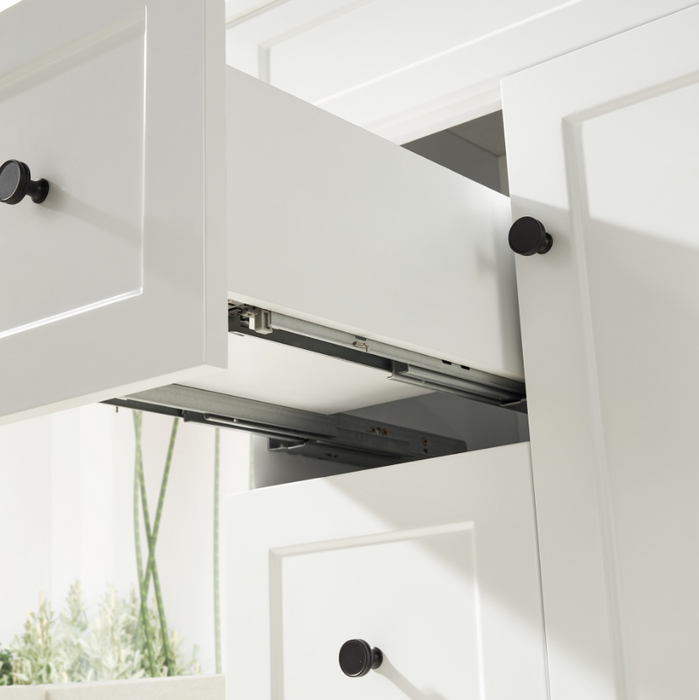 1200*455*860mm POS Harrington Matt White PVC Constructed Freestanding Vanity With Kick Board - Right Hand Drawer - HD reno