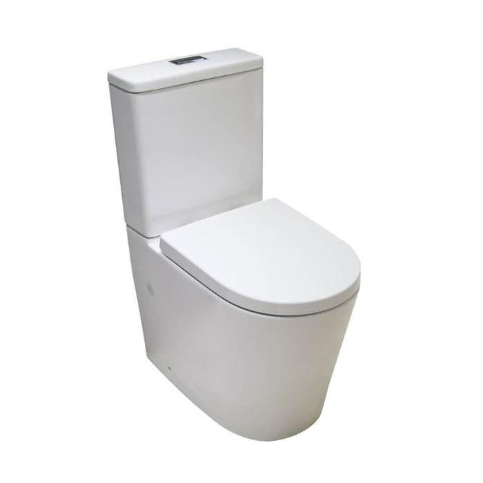 605*375*875mm Poseidon Avis Gloss White Rimless Compact Back To Wall Toilet