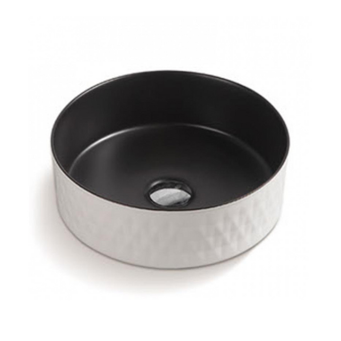 360*360*120mm Poseidon PA3636 Matt Black And Matt White Ceramic Round Above Counter Basin