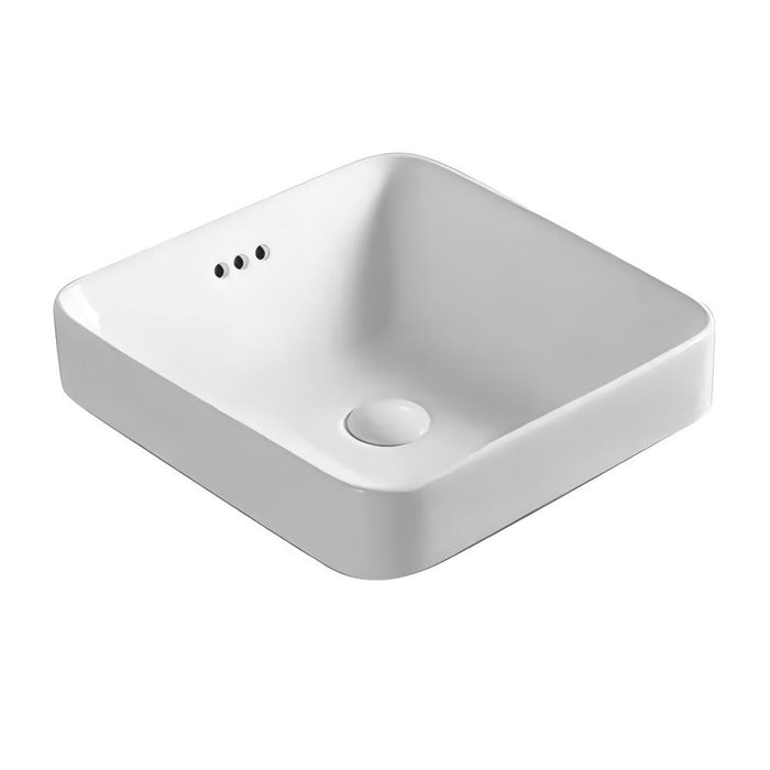 420*420*155mm Poseidon PI4242 Gloss White Ceramic Square Insert Basin