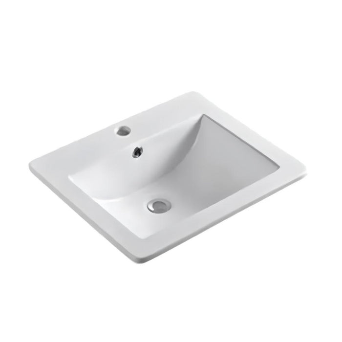 535*450*180mm Poseidon PIS5345 Gloss White Ceramic Rectangle With Overflow 1 Tap Hole Insert Basin