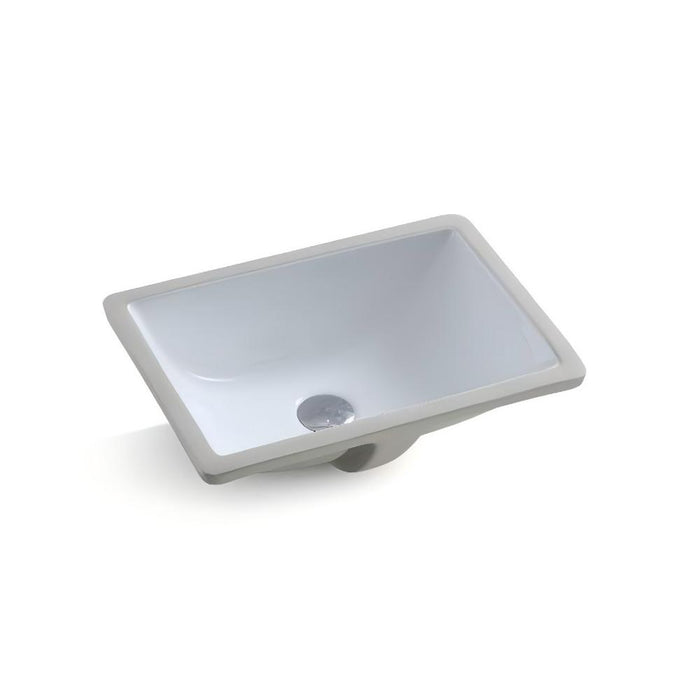 455*325*180mm Poseidon PU4532 Gloss White Ceramic Rectangle With Overflow Under-Mount Basin
