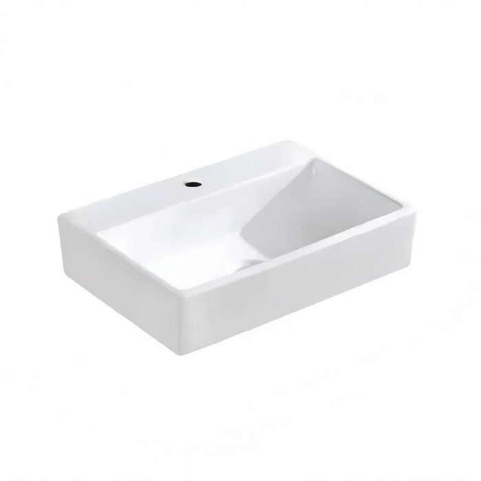 520*360*120mm Poseidon PW5236 Gloss White Ceramic Rectangle With 1 Tap Hole Wall Hung Above Counter Basin