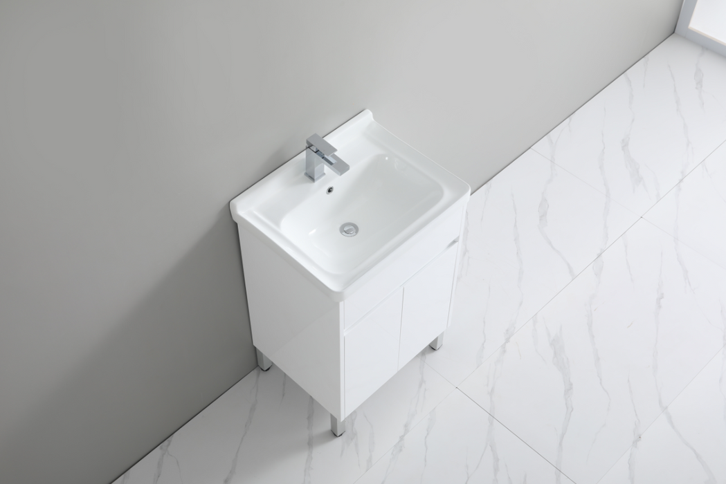 600*480*880mm PVC Laundry Tub Cabinet with Ceramic Laundry Sink