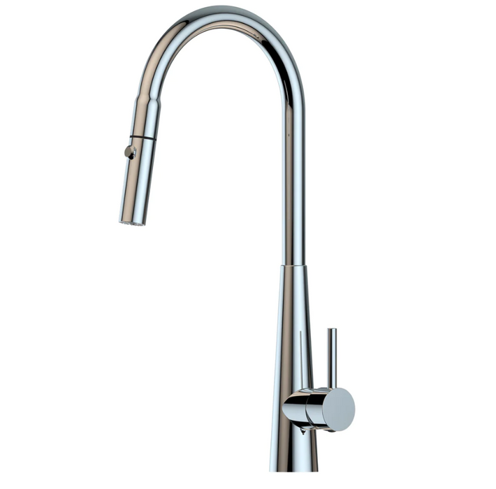 Suprema XCEL XPRESSFIT RECTRACTABLE Satin/Black-Bling/Gun Metal/Rose Gold/Brushed Gold/Polished Stainless Steel With Conical Base Gooseneck Dual Spray Kitchen Mixer