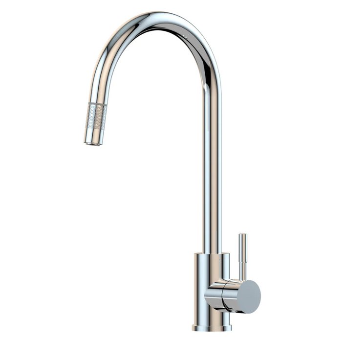 Suprema XPLORER XPRESSFIT Polished/Satin/Black-Bling Stainless Steel Gooseneck Mini Pull Out With Designer Nozzle Kitchen Mixer