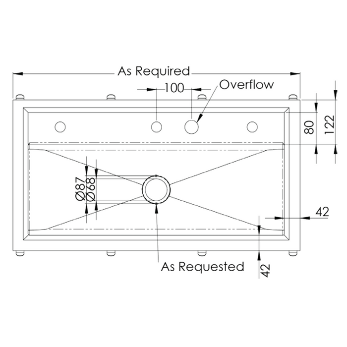 1200-1800mm 3monkeez Stainless Steel 50mm Centre Outlet Practical Activities Trough - HD reno