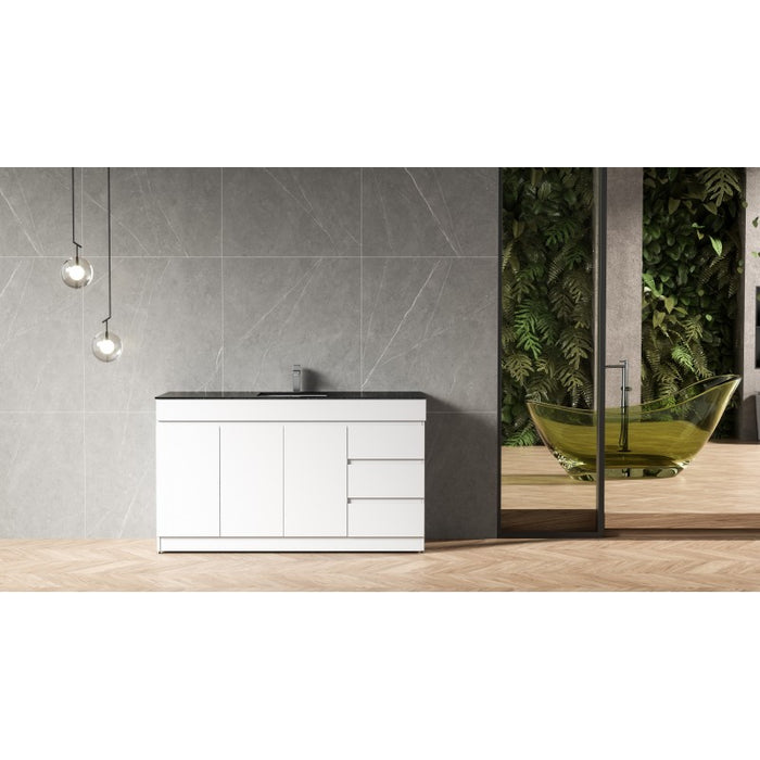 1500*600*920mm PVC Cabinet Kitchenette 304 Stainless Steel Sink With Black Stone Top