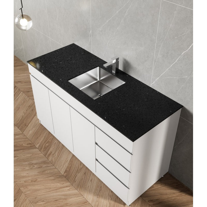 1500*600*920mm PVC Cabinet Kitchenette 304 Stainless Steel Sink With Black Stone Top