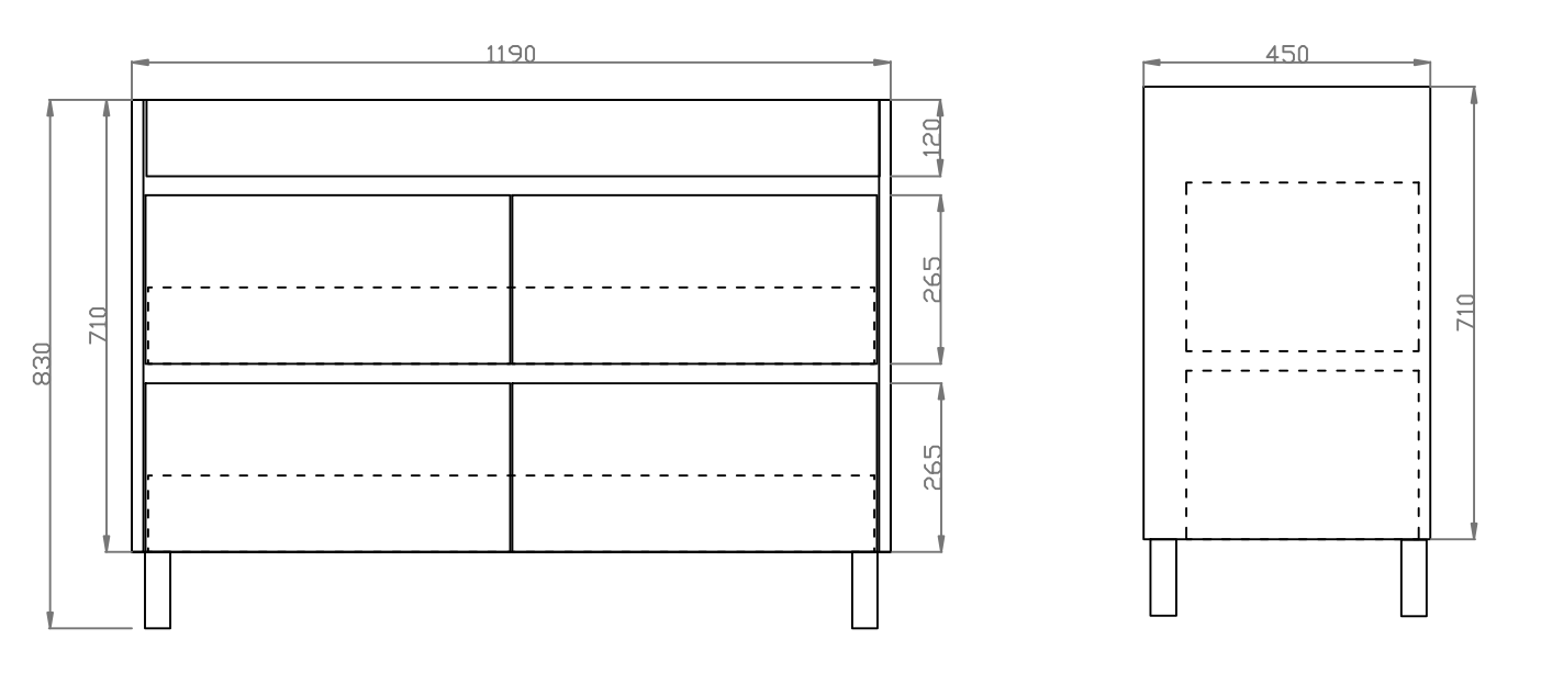 1200mm Dark Oak Qubist MDF Double Bowl Freestanding With Kickboard Vanity With Ceramic Top With Shaving Cabinet and Tall Boy