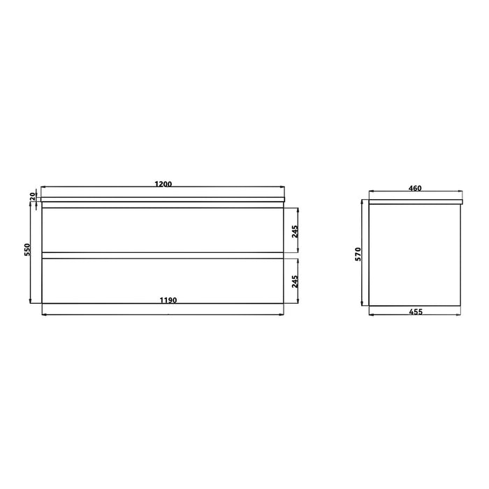 1200mm White Oak Qubist MDF Single Bowl Wall Hung Vanity With Ceramic Top With Shaving Cabinet and Tall Boy