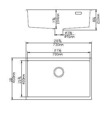 730*460*226mm Matte White Single Bowl Quartz Undermount Kitchen Sink