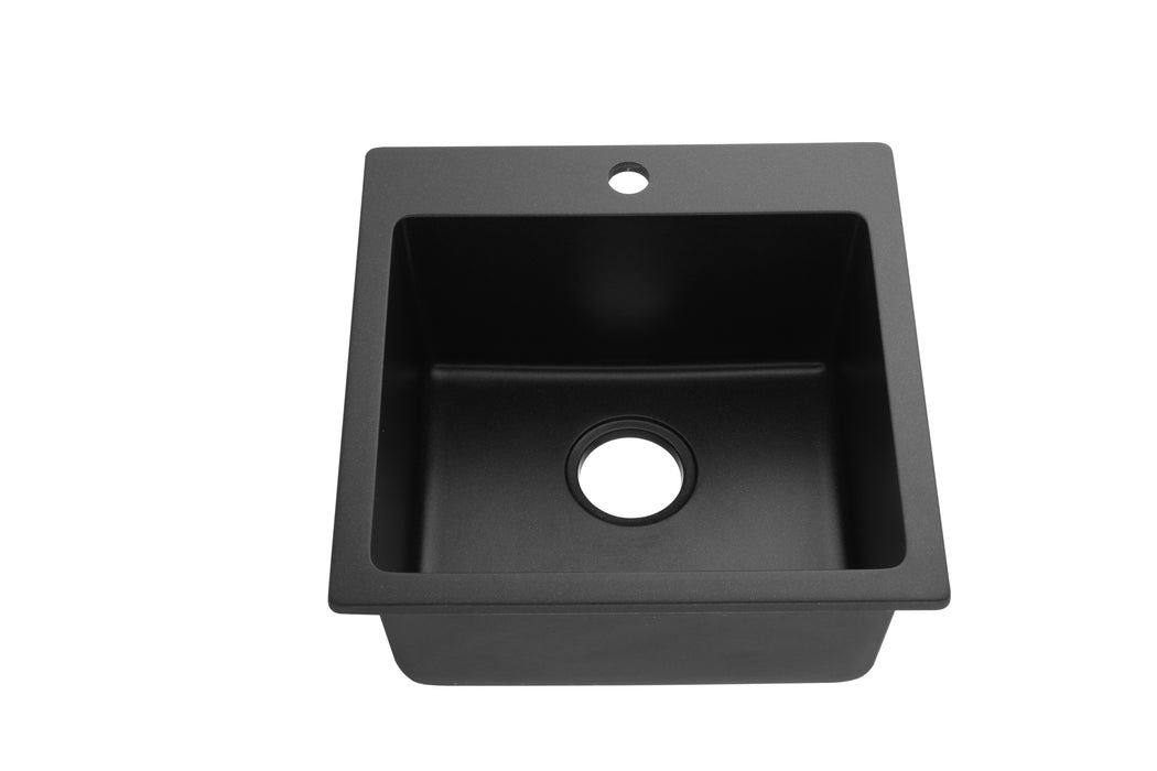 450*450*232mm POS Matte Black Single Bowl Quartz Top mount laundry tub