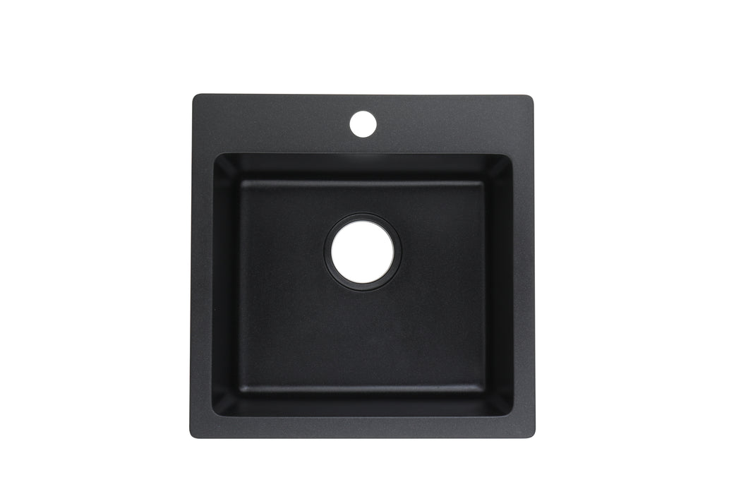 590*525*232mm POS Matte Black Single Bowl Quartz Top mount laundry tub