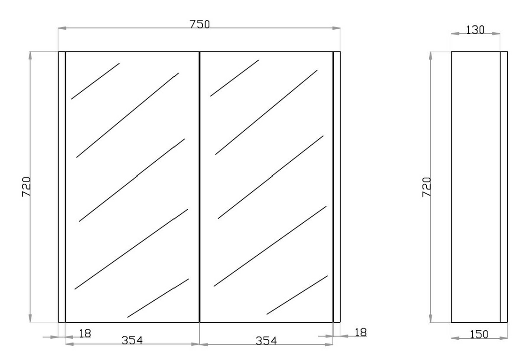 750mm Berge Dark Grey Wall Hung MDF Vanity and Shaving Cabinet and Tall Boy