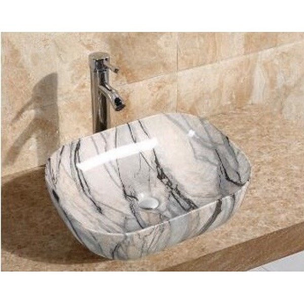 490*395*150mm SIMA Marbleize Ceramic Above Counter Basin 32mm No Overflow Waste Not Included With Basin