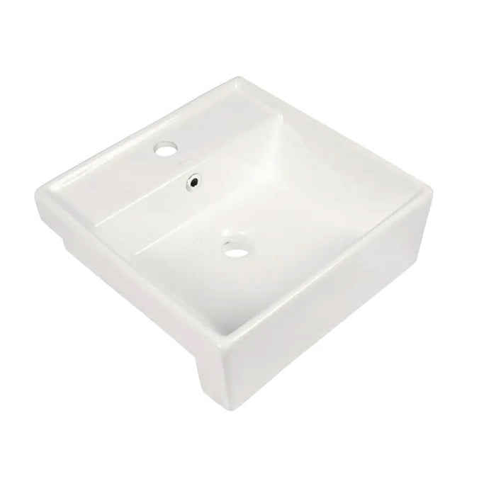 410*410*145mm Gloss White Ceramic Square Semi Recessed Basin