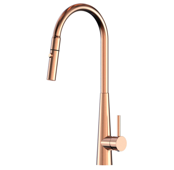 Suprema XCEL XPRESSFIT RECTRACTABLE Satin/Black-Bling/Gun Metal/Rose Gold/Brushed Gold/Polished Stainless Steel With Conical Base Gooseneck Dual Spray Kitchen Mixer