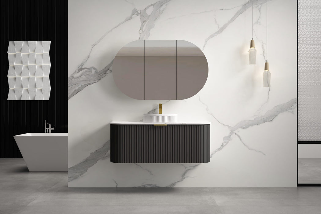 750-1500*455*450mm INF RIO Black High Moisture Resistant Plywood Cabinet Only Or White Calacutta Stone Top Wall Hung Vanities