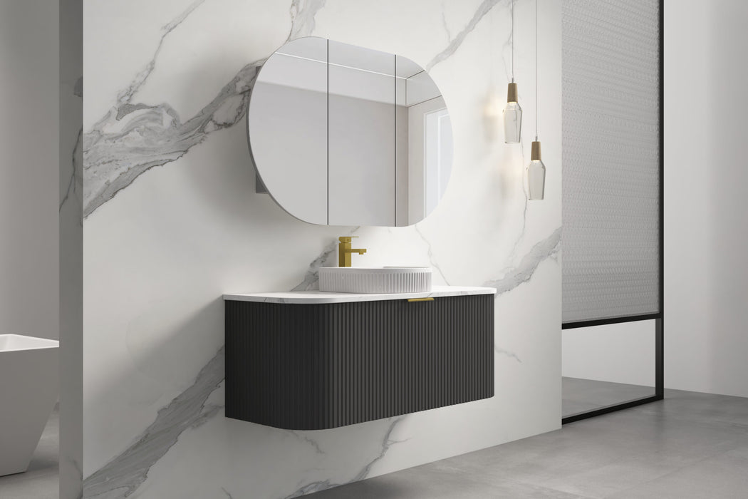 750-1500*455*450mm INF RIO Black High Moisture Resistant Plywood Cabinet Only Or White Calacutta Stone Top Wall Hung Vanities