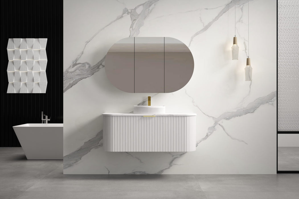 750-1500*455*450mm INF RIO Matt White High Moisture Resistant Plywood Cabinet Only Or White Calacutta Stone Top Wall Hung Vanities