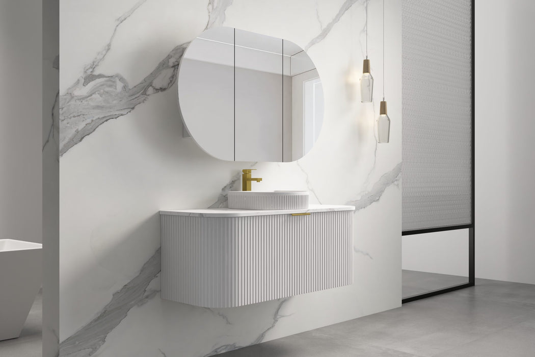 750-1500*455*450mm INF RIO Matt White High Moisture Resistant Plywood Cabinet Only Or White Calacutta Stone Top Wall Hung Vanities