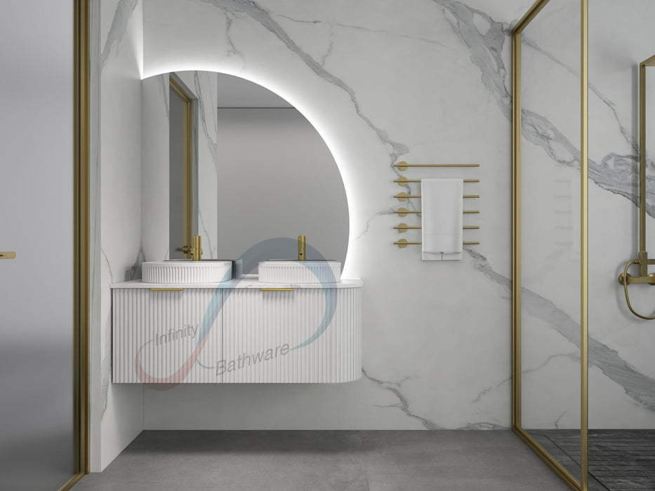 600-1500*455*450mm INF Rio Matt White High-Moisture Resistant L-Corner Wall Hung Vanity